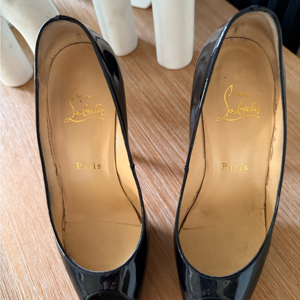 Christian Louboutin Black Heels with Red Soles - Picture 2 of 5